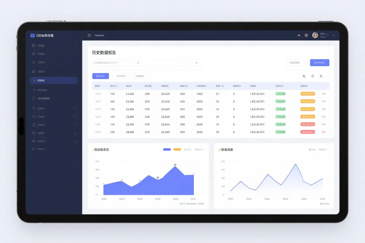 历史数据报告,以表格和图表形式展示详细结果