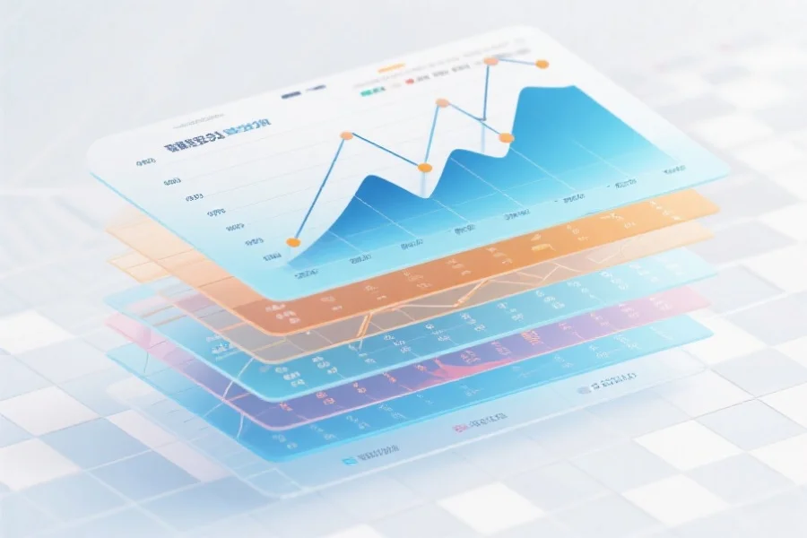多重数据图层叠加在一张透明背景的图表上，展示多维度数据交叉分析的直观效果